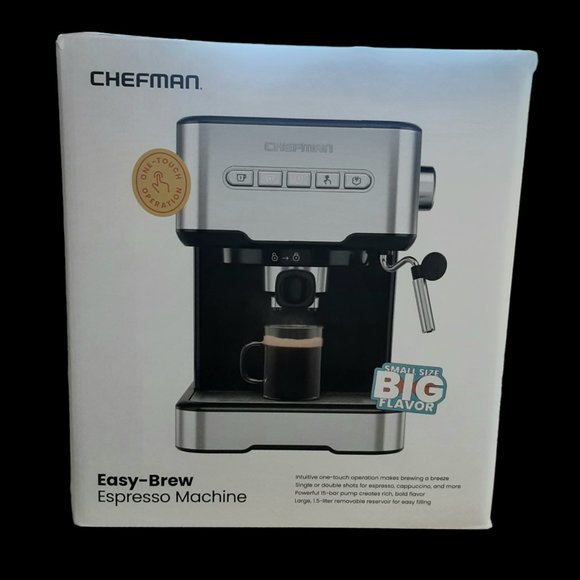 Chefman Other - Chefman Easy-Brew Espresso Machine, Built-In Milk Frother. RJ54-SS-15